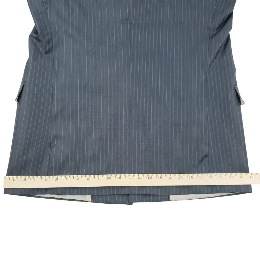 Steve Harvey Collection 2 Piece Suit Men's 42L 36x30 Blue Striped Wool Peak